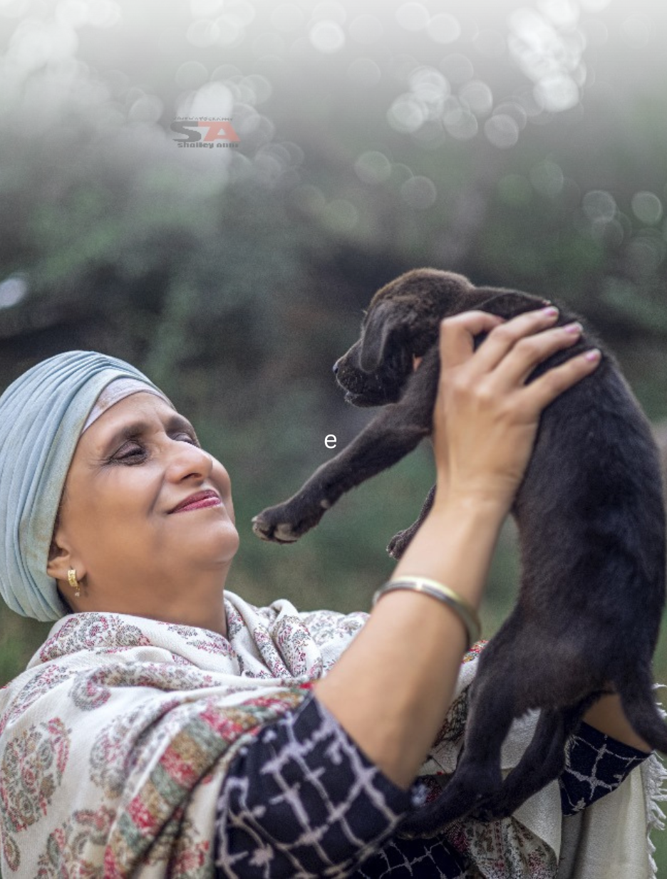Founder Amrit Kaur with rescued animals